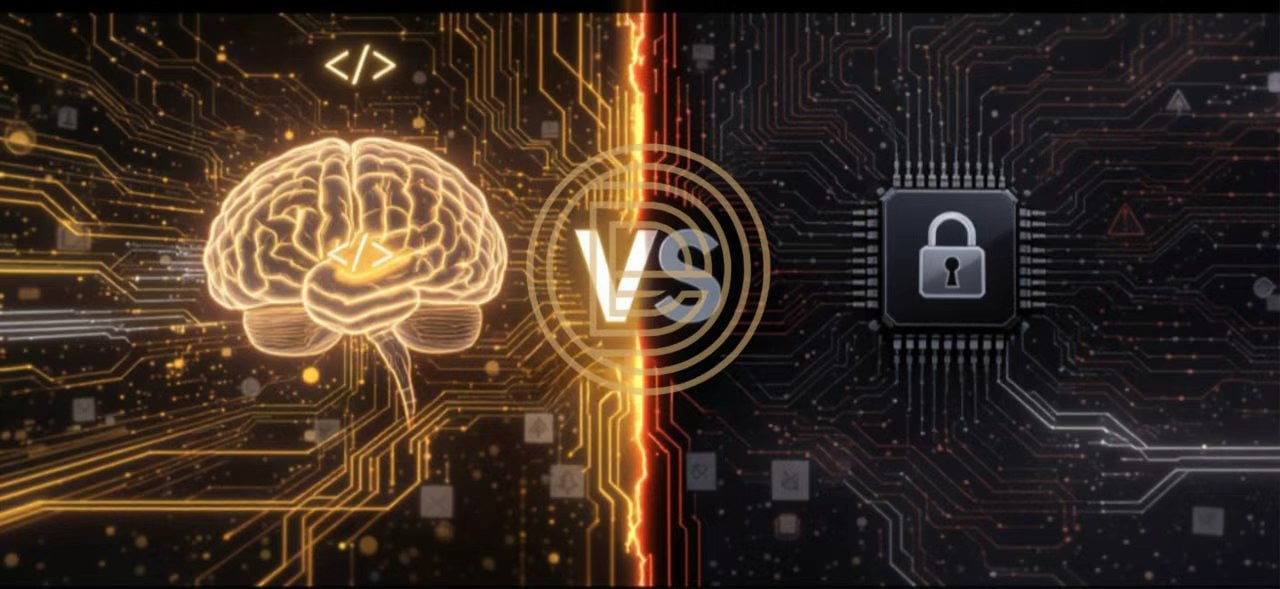 A visual contrast between open-source freedom and closed AI restrictions, featuring a transparent brain vs. a locked black box