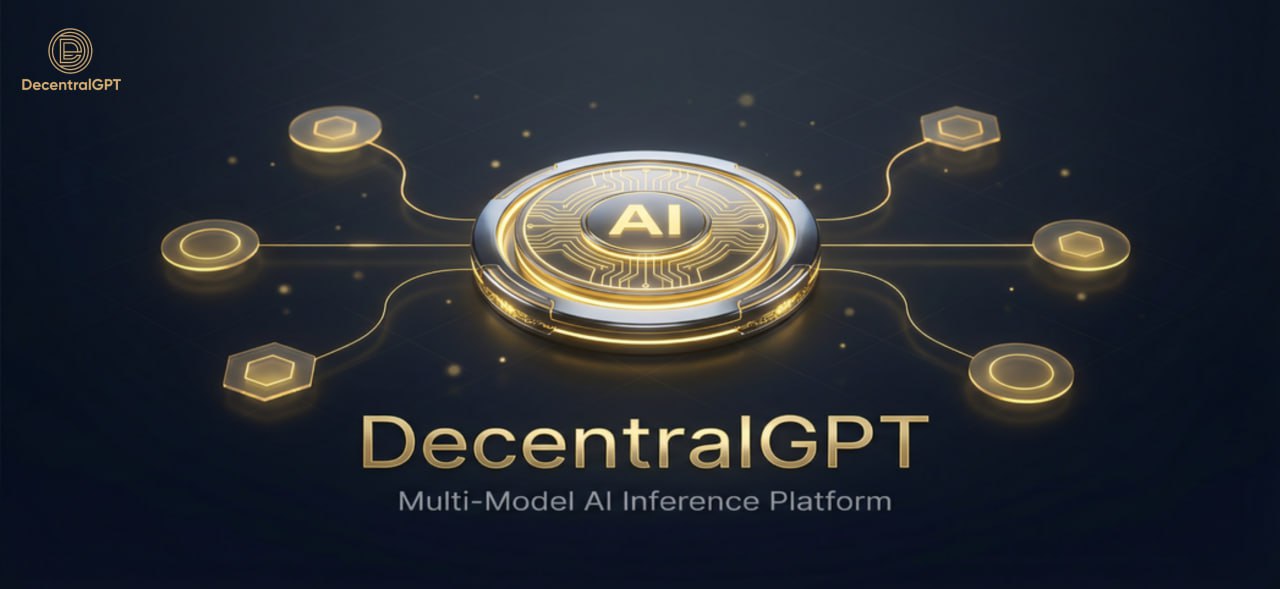 DecentralGPT multi-model AI platform illustration showing different LLMs in one workspace